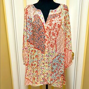 Rose & Olive Multicolor Floral Patchwork Top